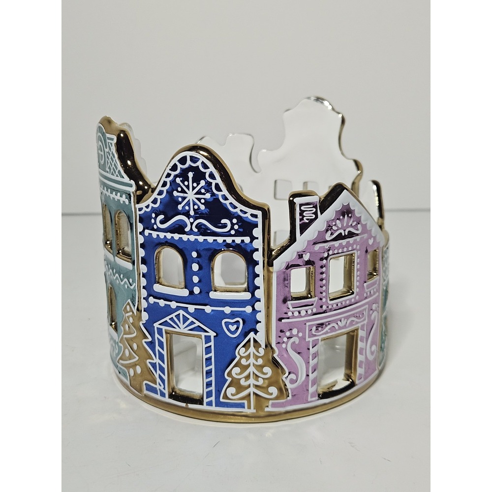 Bath & Body Works 3-Wick Candle Holder Ceramic House Village Christmas Winter